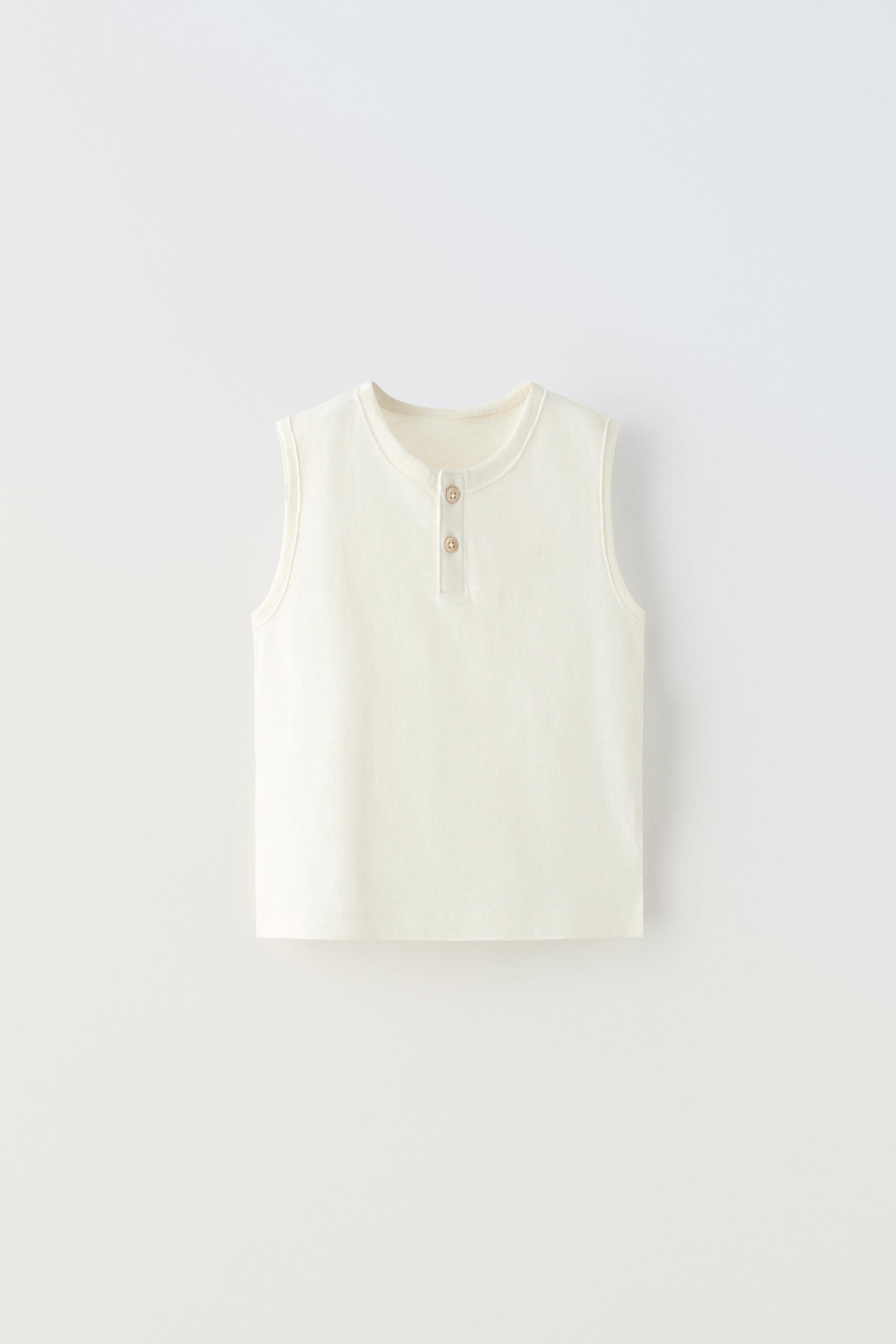 SLEEVELESS HENLEY SHIRT White ZARA United States