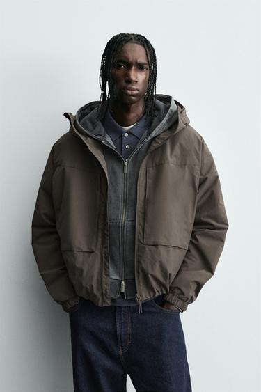 CAZADORA TÉCNICA WATER REPELLENT COMBINADO POLAR - Visón de Zara