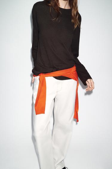 RUSTIC LONG SLEEVE T-SHIRT - Dark brown by Zara