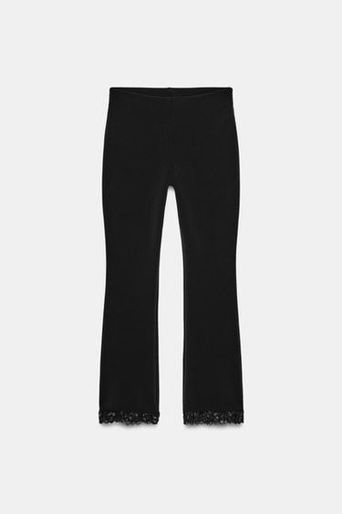 Zara STRETCH MINI FLARE PANTS - Black
