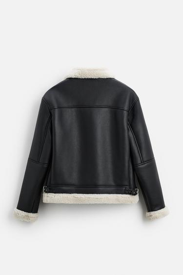 DOUBLE-FACED LEATHER EFFECT JACKET - Black by Zara - Image 7
