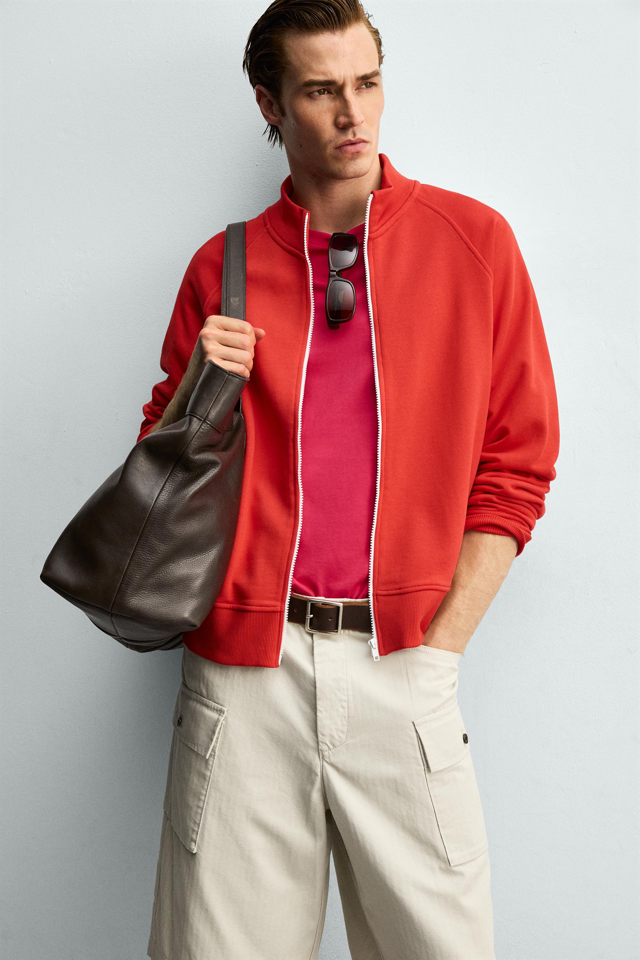 Мужские худи Zara CONTRAST ZIP RELAXED FIT SWEATSHIRT — фото 6