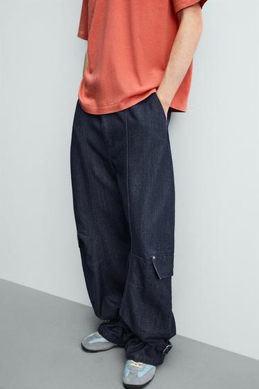 PANTALON CARGO À PASSANTS - Bleu indigo de Zara - Image 6