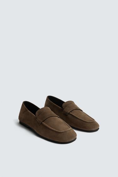 LEATHER PENNY LOAFERS - Brown by Zara