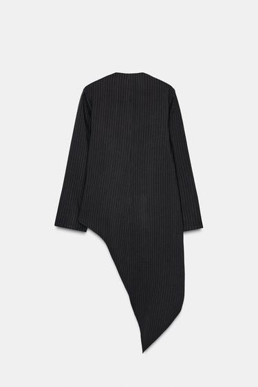 Zara ZW COLLECTION ASYMMETRIC STRIPED TOP - Navy blue
