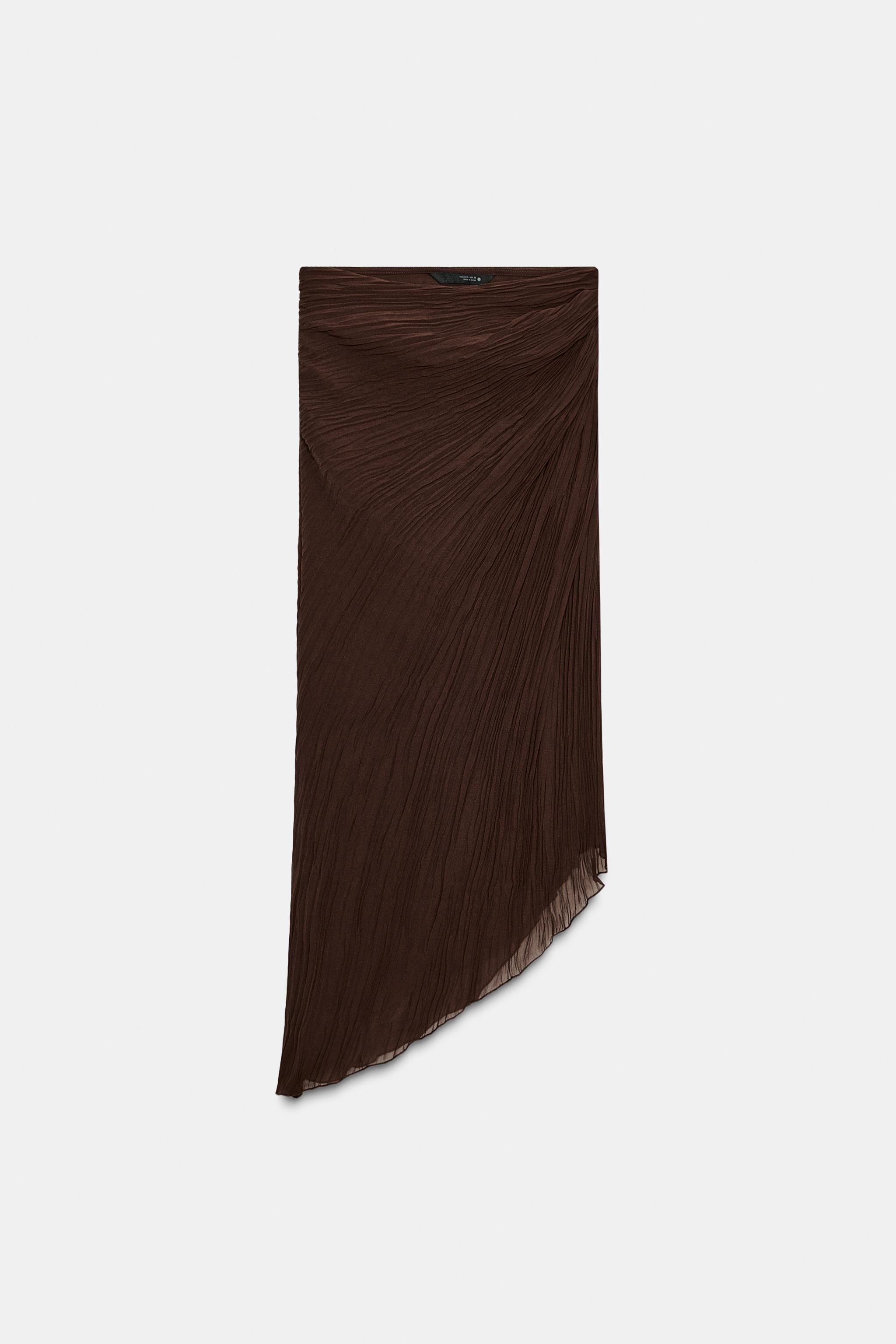 ZW COLLECTION PLEATED MIDI SKIRT - Brown | ZARA South Africa
