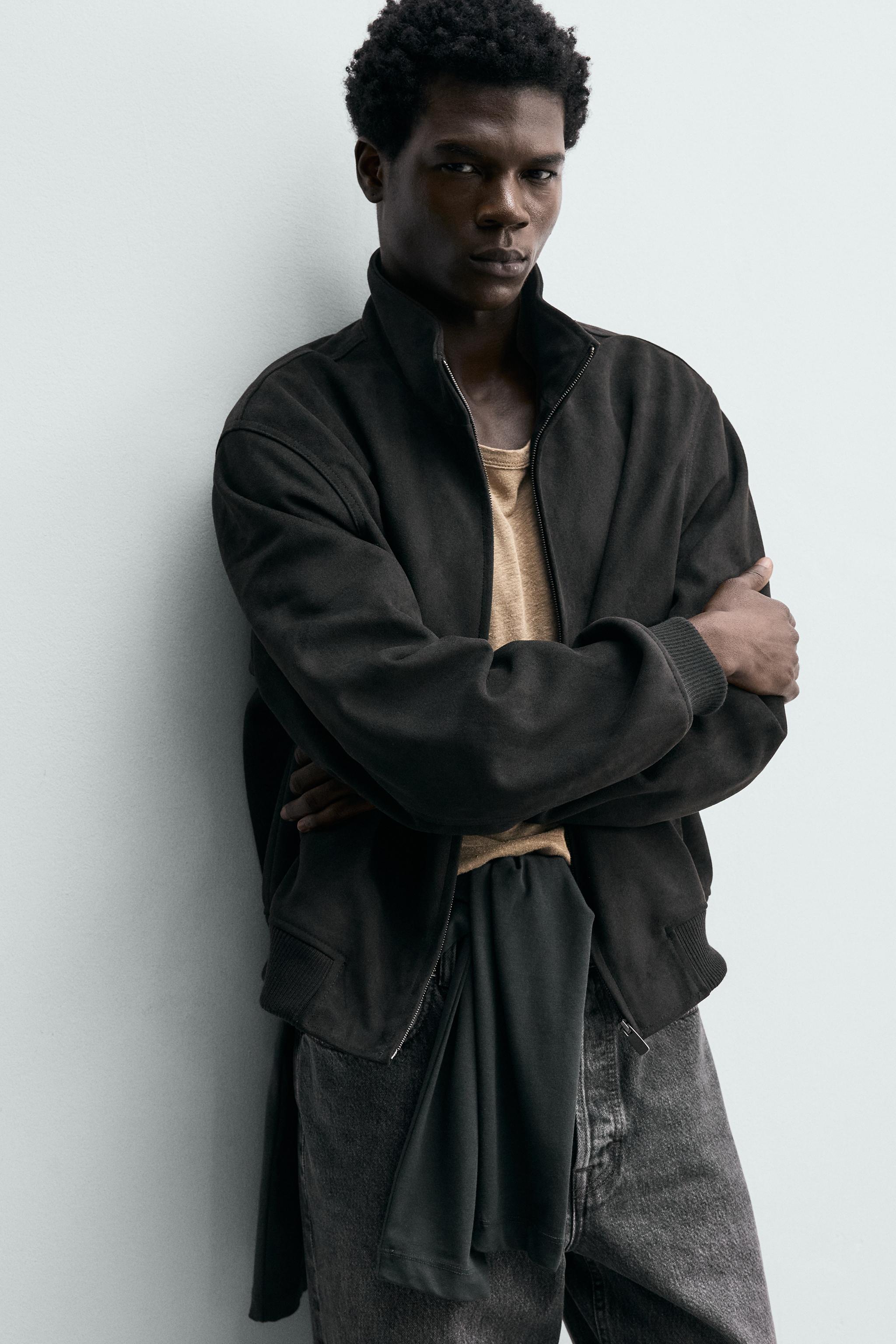 REGULAR FIT FAUX SUEDE JACKET