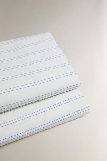 COTTON FLAT SHEET WITH DOUBLE STRIPES - Oyster-white by Zara - Image 3