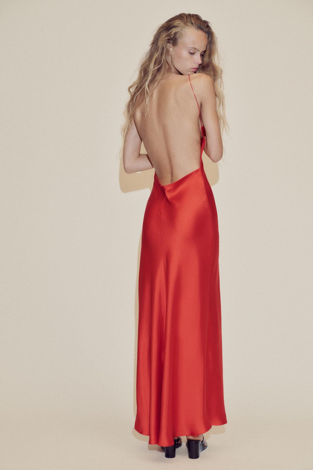 OPEN BACK SATIN LONG DRESS