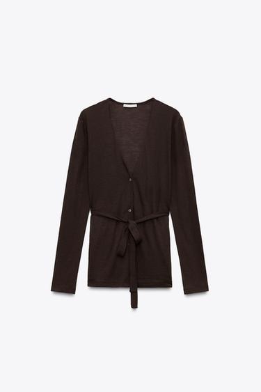 100% WOOL CARDIGAN - Chocolate by Zara - Image 0