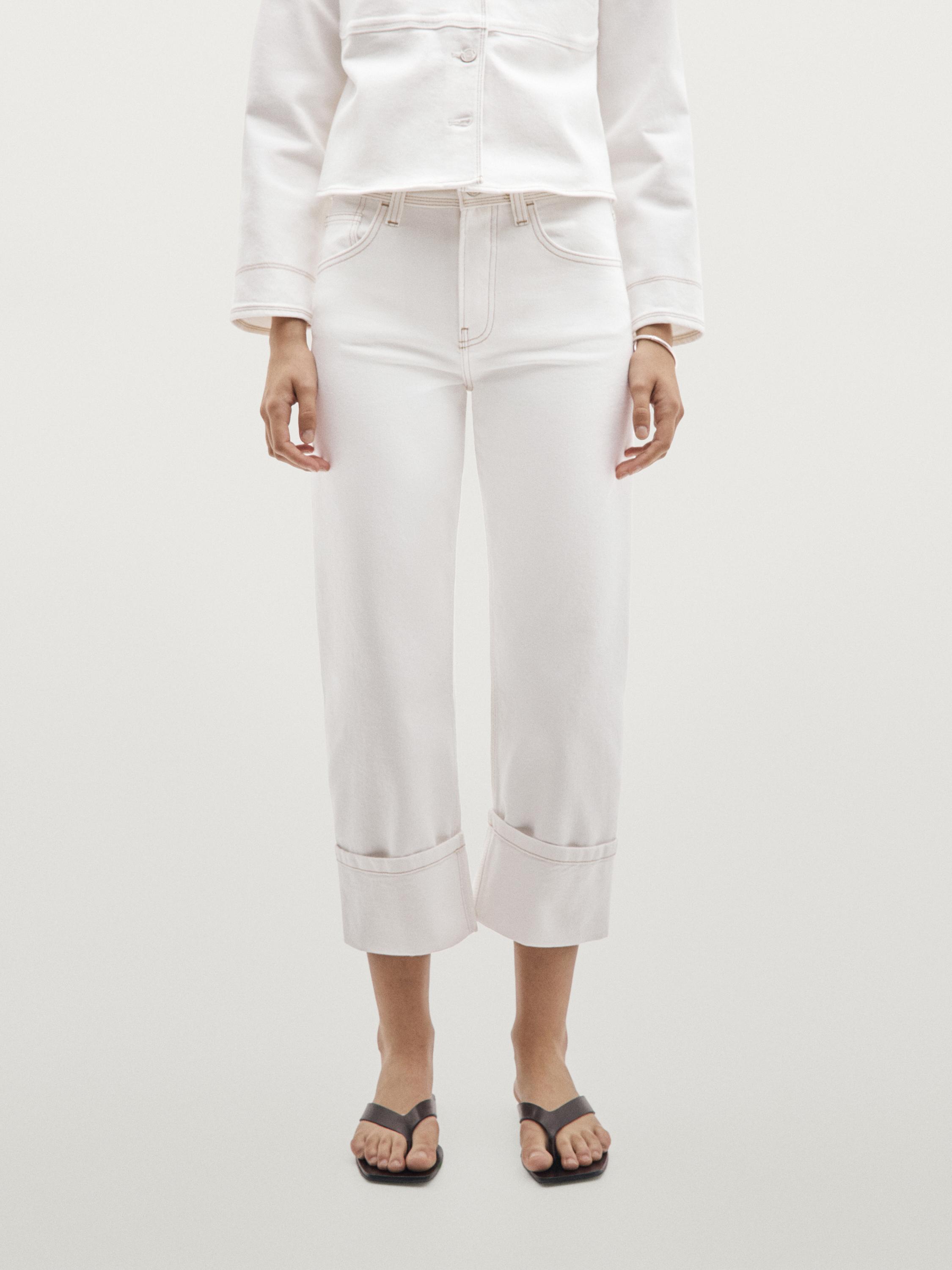Denim jacket with contrast seam — White