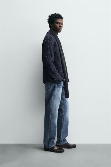 PULL EN CHENILLE À CONTRASTE - Bleu marine de Zara - Image 3