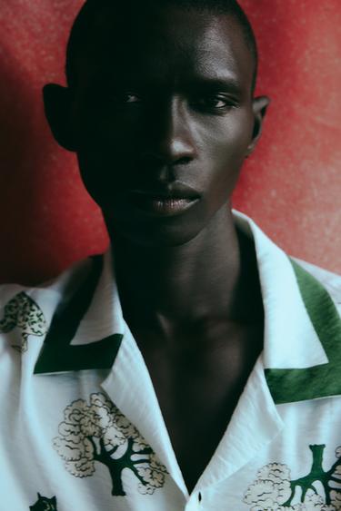 СОРОЧКА З ТВАРИННИМ ПРИНТОМ - Екрю/зелений Zara