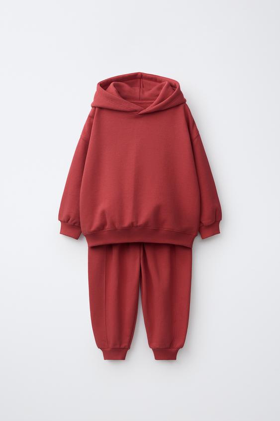 JOGGING-SET MIT KAPUZEN-SWEATSHIRT UND SCHLICHTER JOGGER-HOSE - Rot von Zara - Bild 0