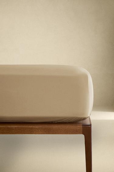 SATEEN FITTED SHEET | 40 CM HIGH (300 THREAD COUNT) - Sand by Zara