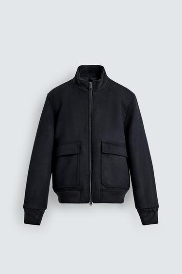 Zara WOOL POCKET JACKET - Navy blue