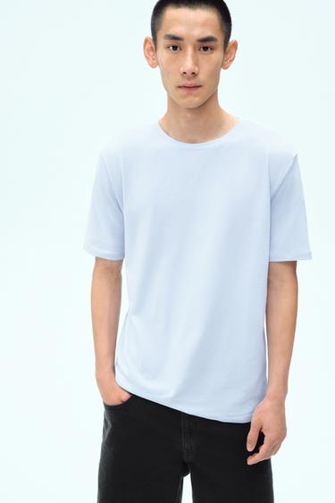 BASIC SLIM FIT T-SHIRT - Sky blue by Zara