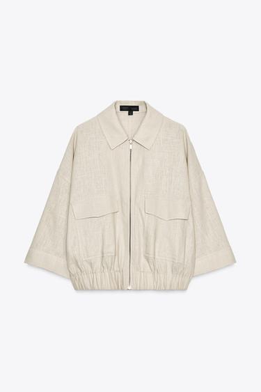 Zara 亞麻狩獵外套 - 沙色