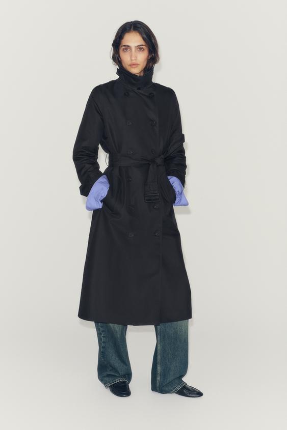 ZW COLLECTION WATER-REPELLENT BELTED TRENCH COAT - Black by Zara - Image 0