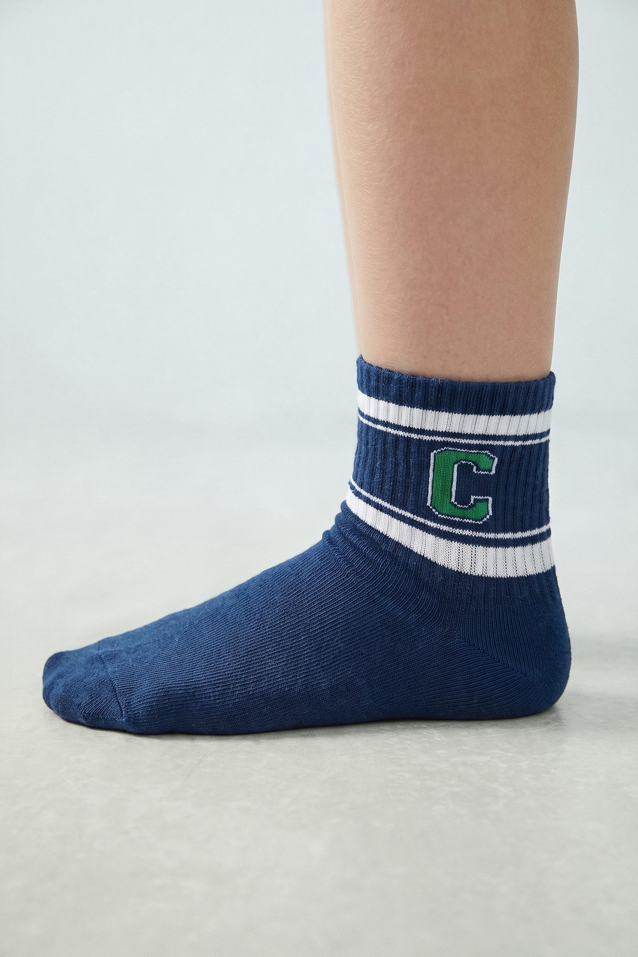 LOT DE TROIS PAIRES CHAUSSETTES MI-HAUTES RAYURES VARSITY