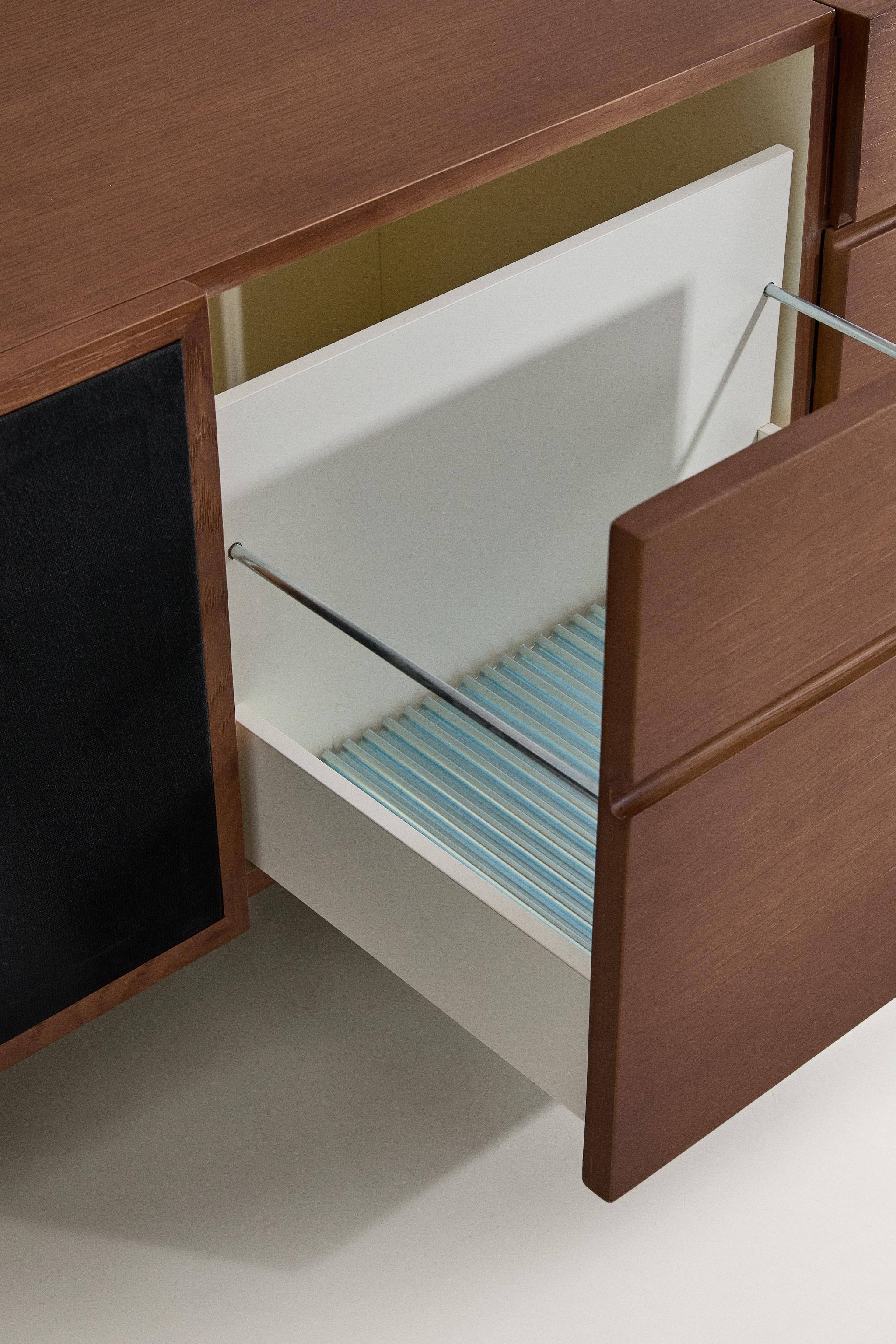 Oak Storage Cabinet with Mesh Design - Stylish & Functional