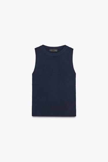 BASIC KNIT TOP - Navy blue by Zara