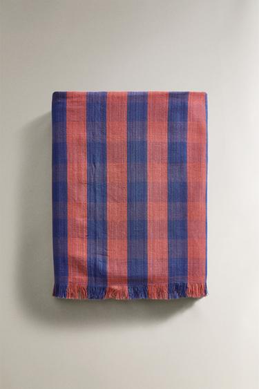 PLAID MULTIFONCTION COTON CARREAUX X TENSIRA - Rouge de Zara - Image 4