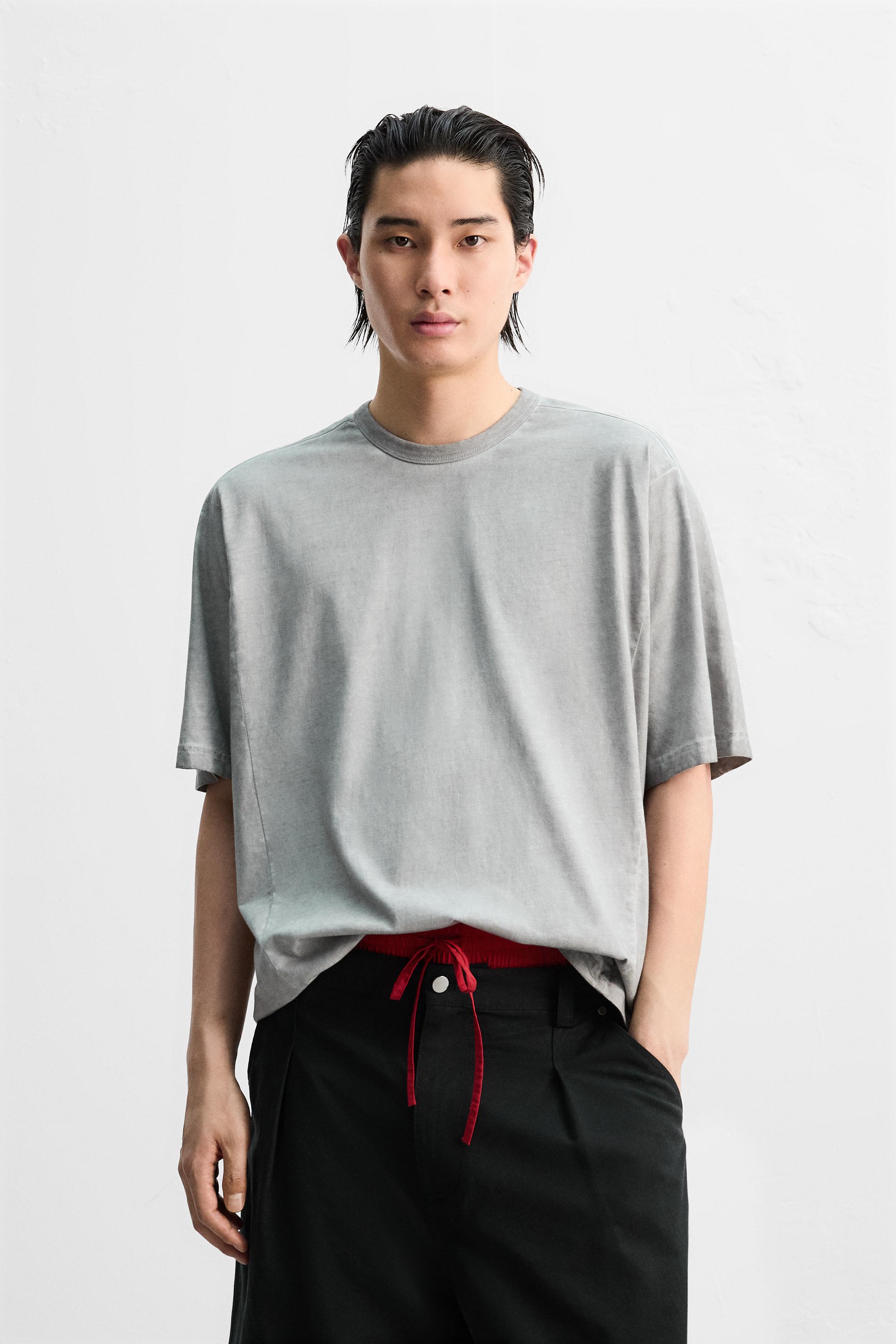 ウォッシュド リラックスフィットTシャツ - グレー | ZARA
