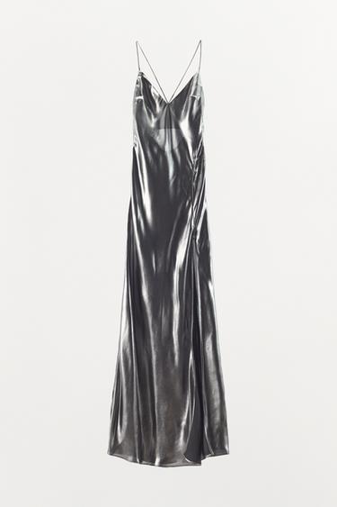 LONG METALLIC DRESS - Silver by Zara