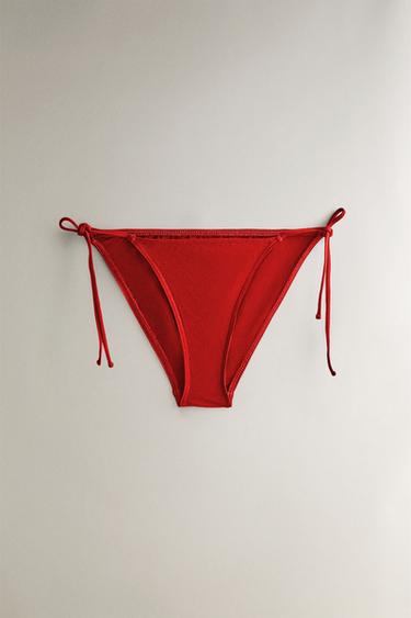 BEACH BIKINI BOTTOMS WITH TIE DETAIL - Red by Zara