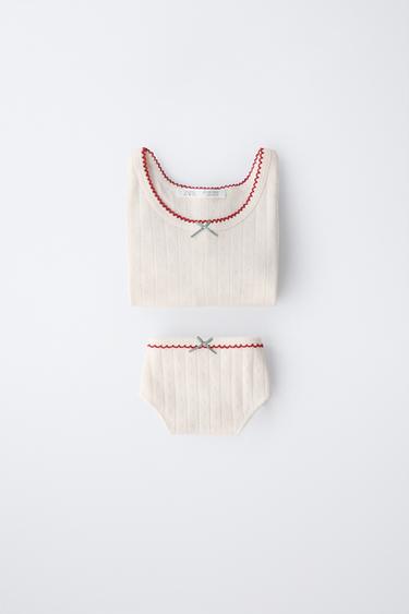 6-14歳/ ポワンテルTシャツ&ブリーフセットエクリュZaraの6-14歳/ ポワンテルTシャツ&ブリーフセット - エクリュ