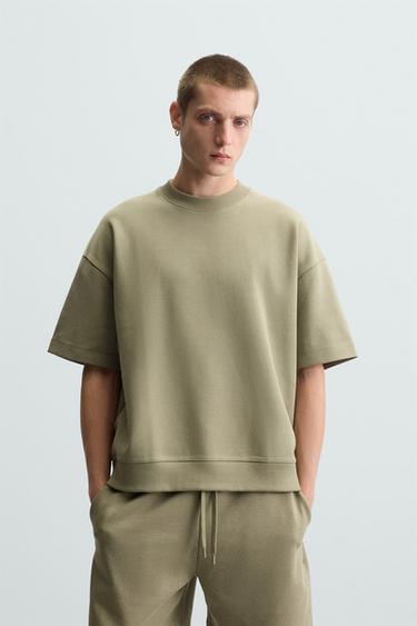 SUDADERA INTERLOCK TÉCNICA - Verde medio de Zara