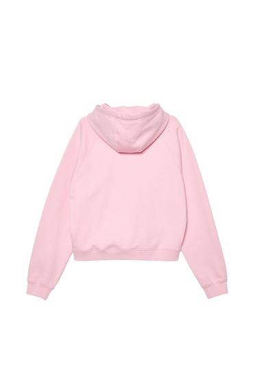 SWEAT LOGO BRODÉ À CAPUCHE - Rose de Zara - Image 3