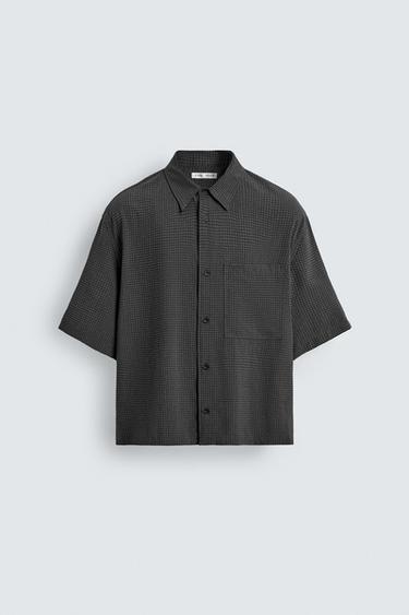 FLUID TEXTURED CHECK SHIRT - Black by Zara