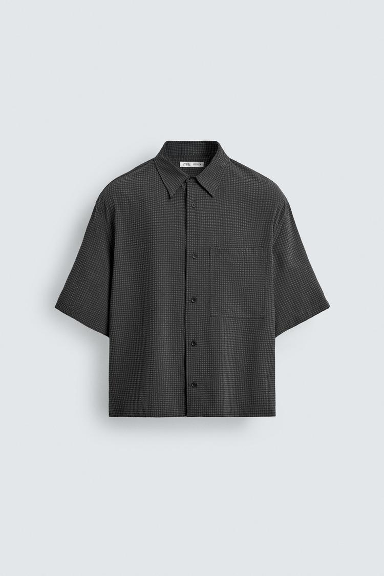 ZARA FLUID TEXTURED CHECK SHIRT