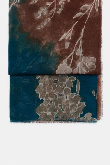 FLORAL PRINT SCARF - Blue by Zara - Image 3