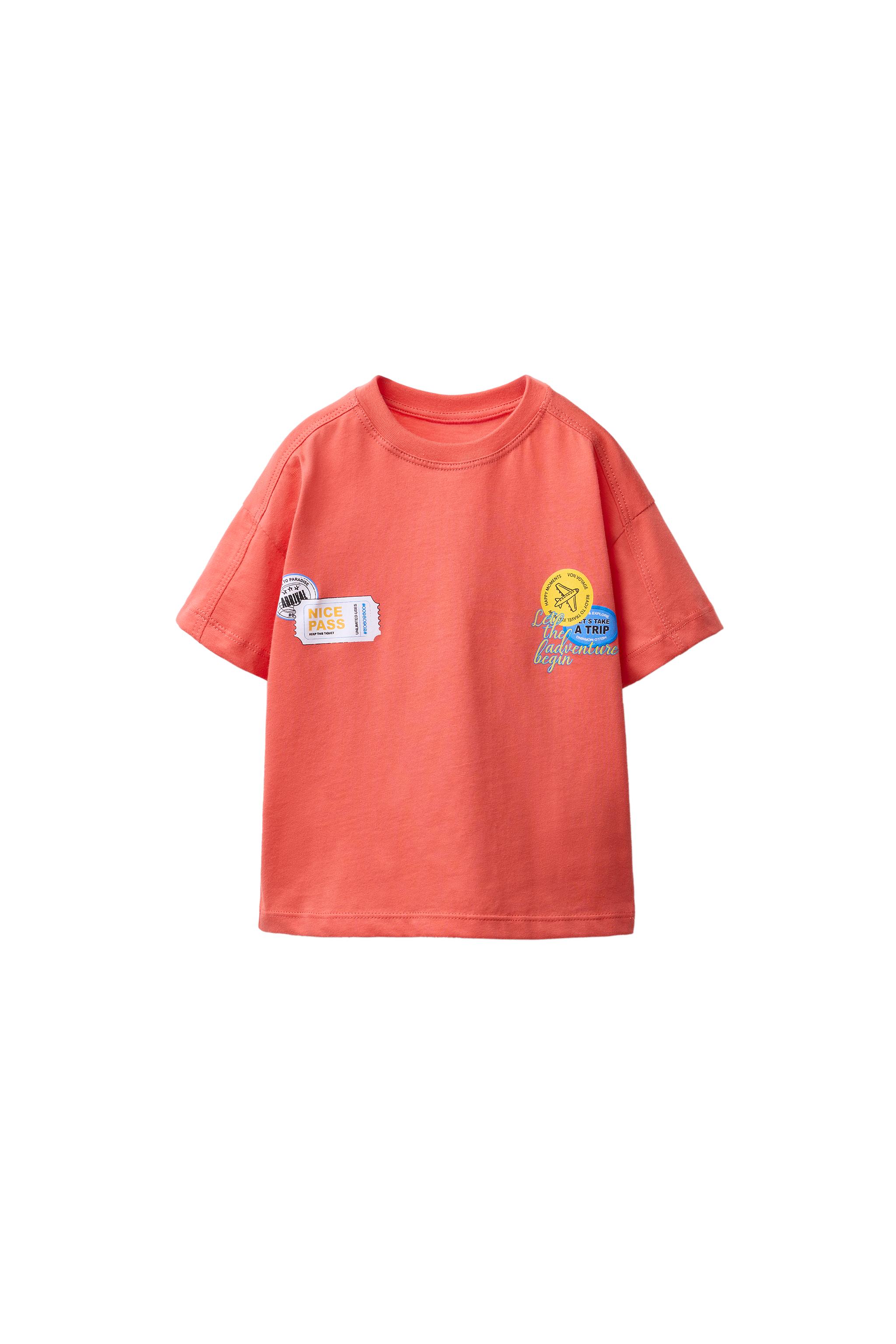 茶 PPP PRINTED PATCH T-SHIRT - Intense coral | ZARA South Africa