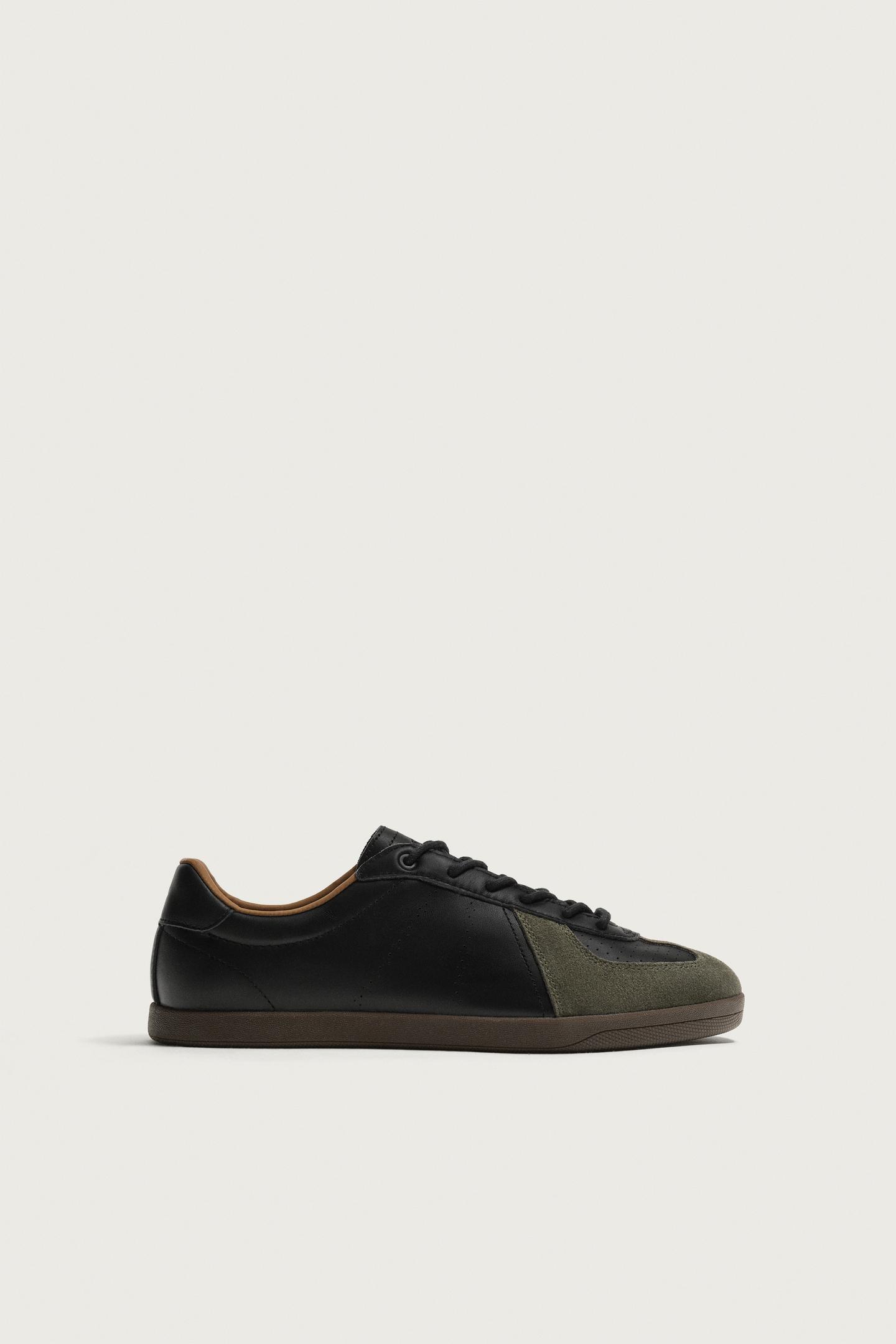 Мужские кроссовки Zara Retro Leather, цвет: Чёрный — фото 4