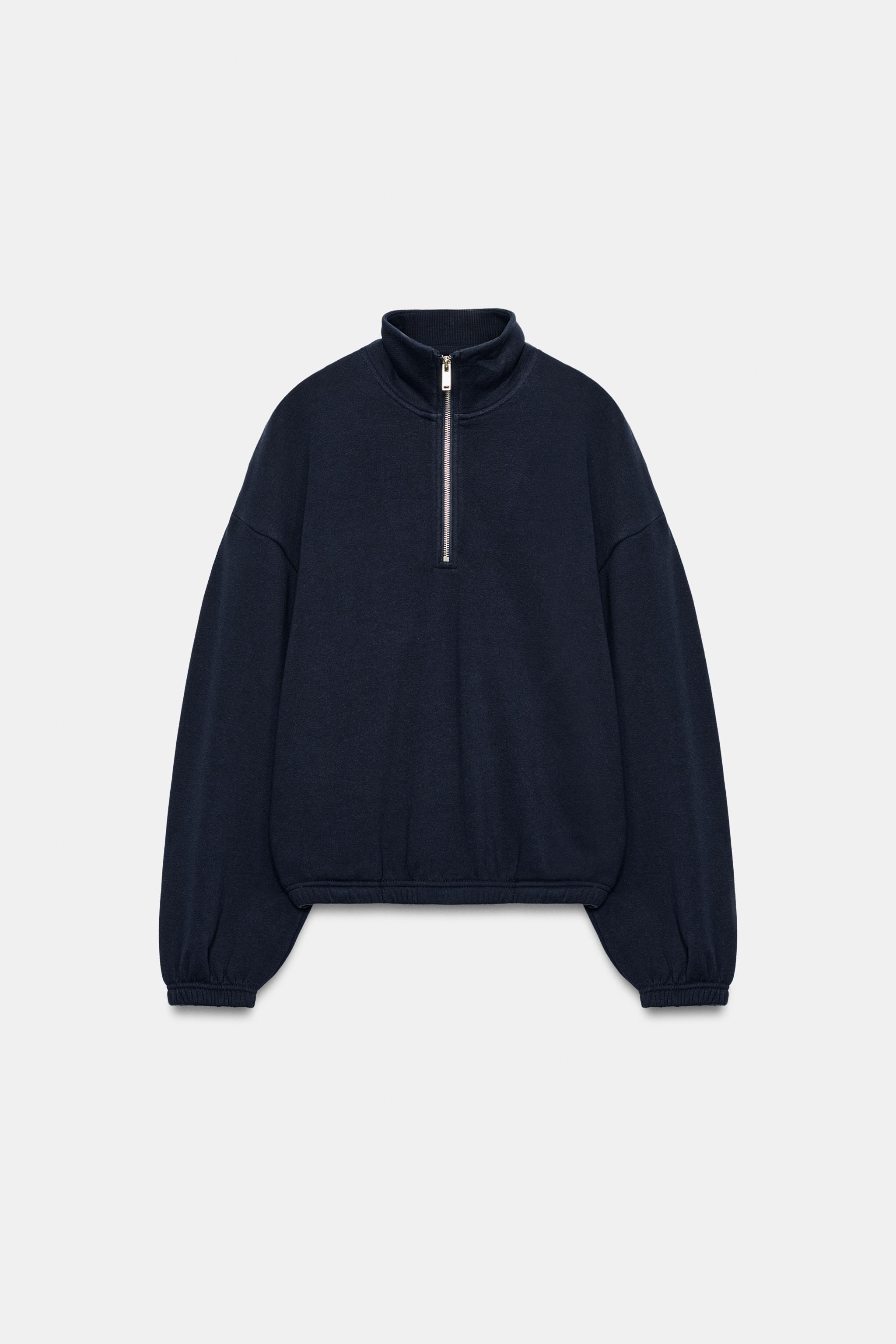 METALLIC ZIPPER SWEATSHIRT