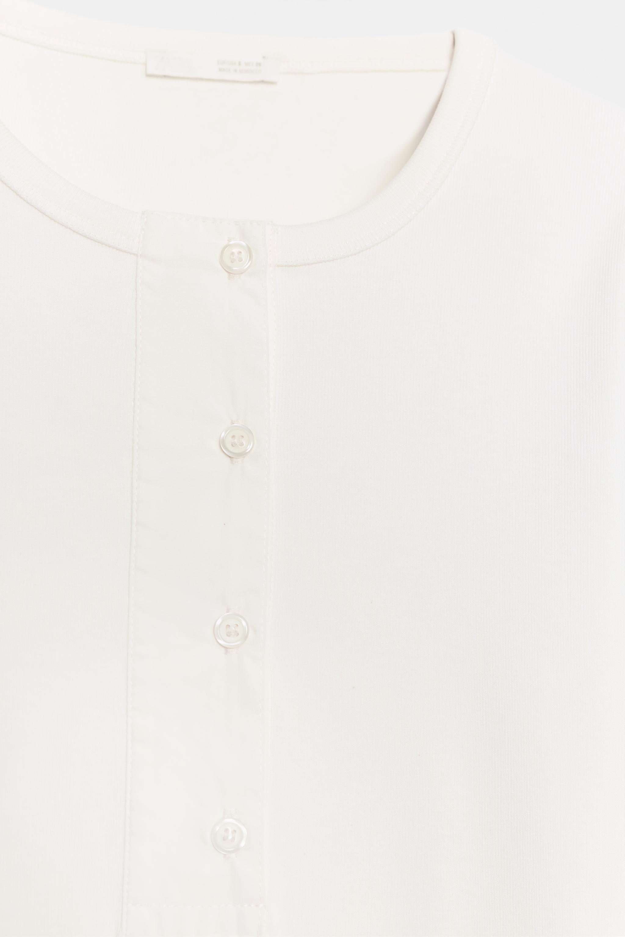 Zara FİTİLLİ DÜĞMELİ T-SHIRT görsel 6