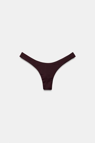 GATHERED BIKINI BOTTOMS - Brown by Zara