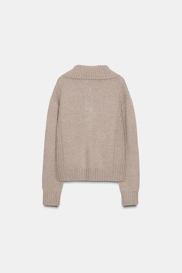 GILET EN MAILLE FINITIONS CÔTELÉES - Camel foncé de Zara - Image 5