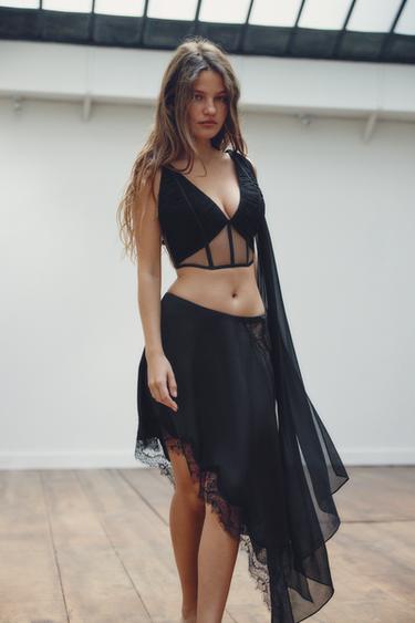 DRAPED COMBINED CORSET TOP - Black by Zara