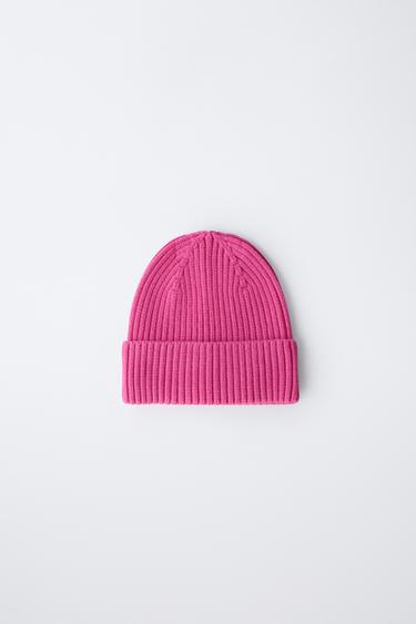 PLAIN KNIT BEANIE - Pink by Zara