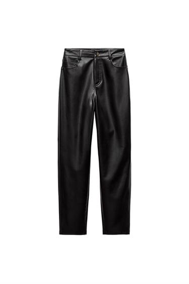 FAUX LEATHER MOM FIT TROUSERS