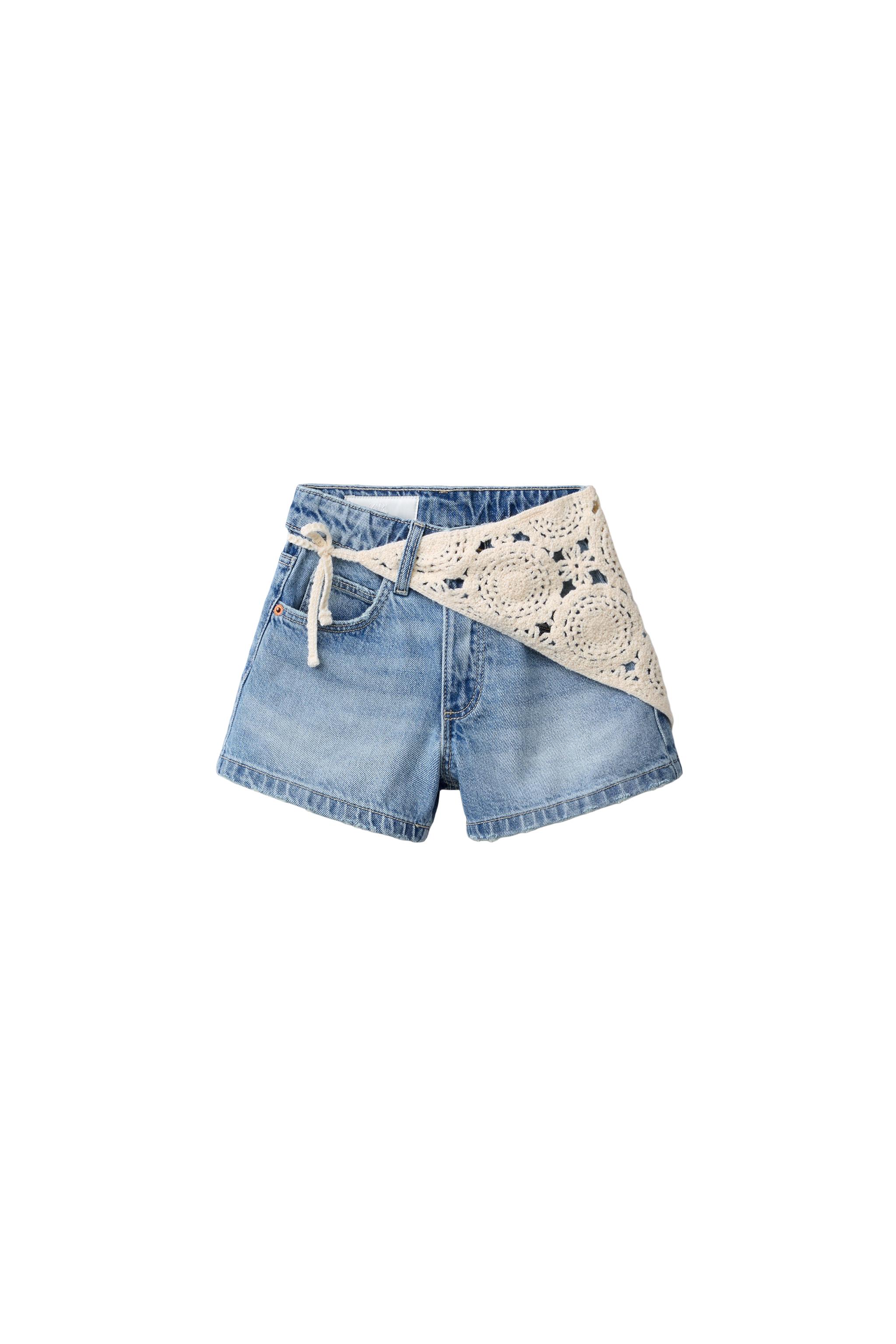クロシェバンドゥデニムバミューダパンツ - ブルー | ZARA Japan / 日本 クロシェバンドゥデニムバミューダパンツ - ブルー | ZARA Japan / 日本