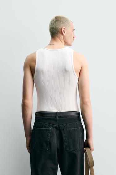 DÉBARDEUR EN MAILLE CÔTELÉE - Blanc cassé de Zara - Image 2