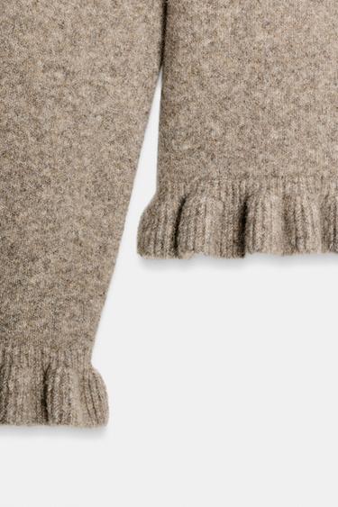 GILET EN MAILLE UNIE À VOLANTS - Vison de Zara - Image 7