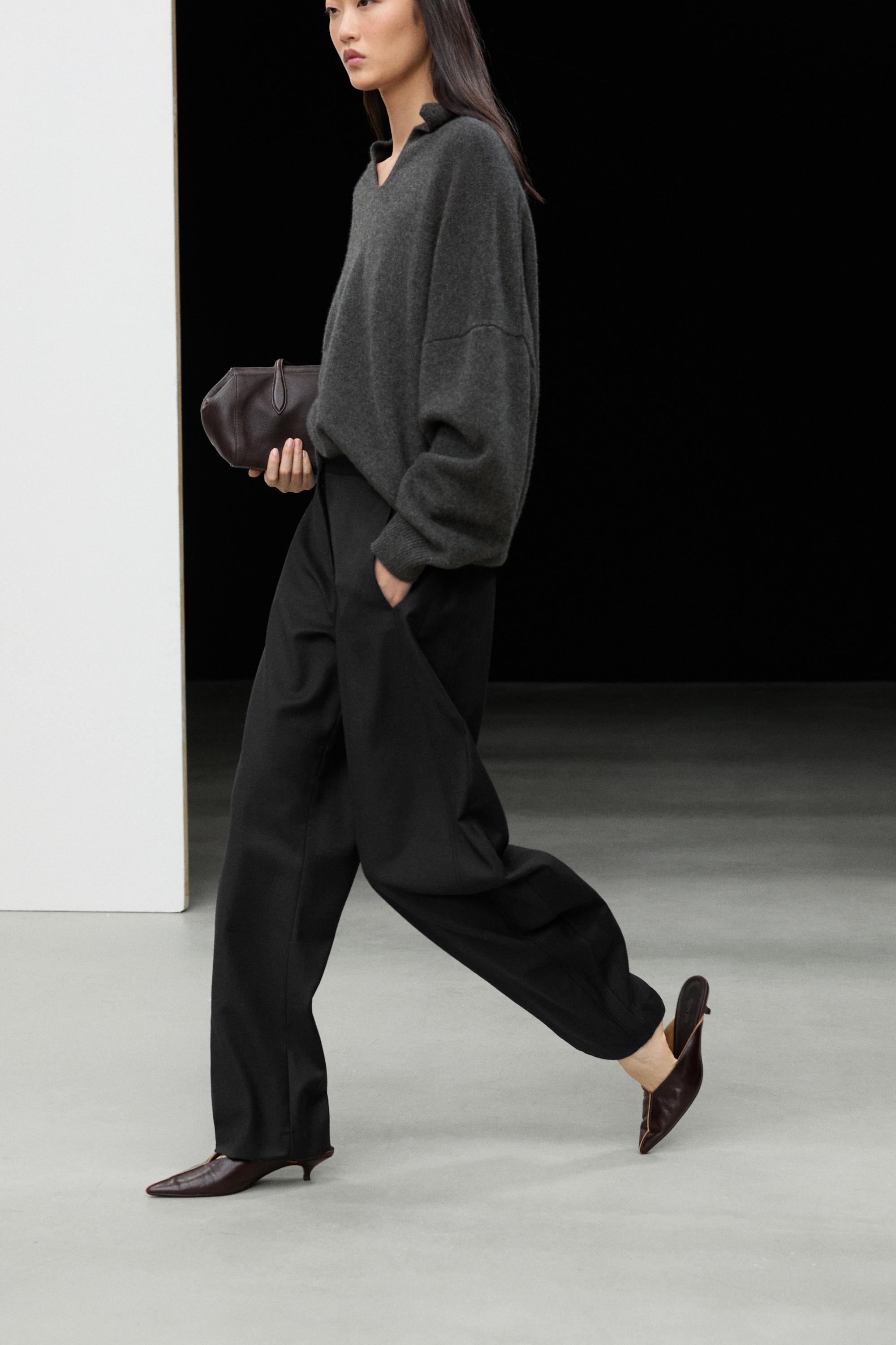 Pantalon barrel fit en flanelle