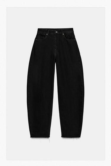 Zara TRF BARREL HIGH-WAIST JEANS - Black